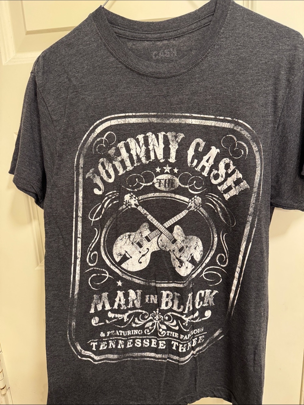 Ash Black Graphic Johnny Cash Tee with White Print - Picture 2 of 2